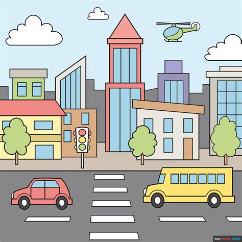 easy city drawing